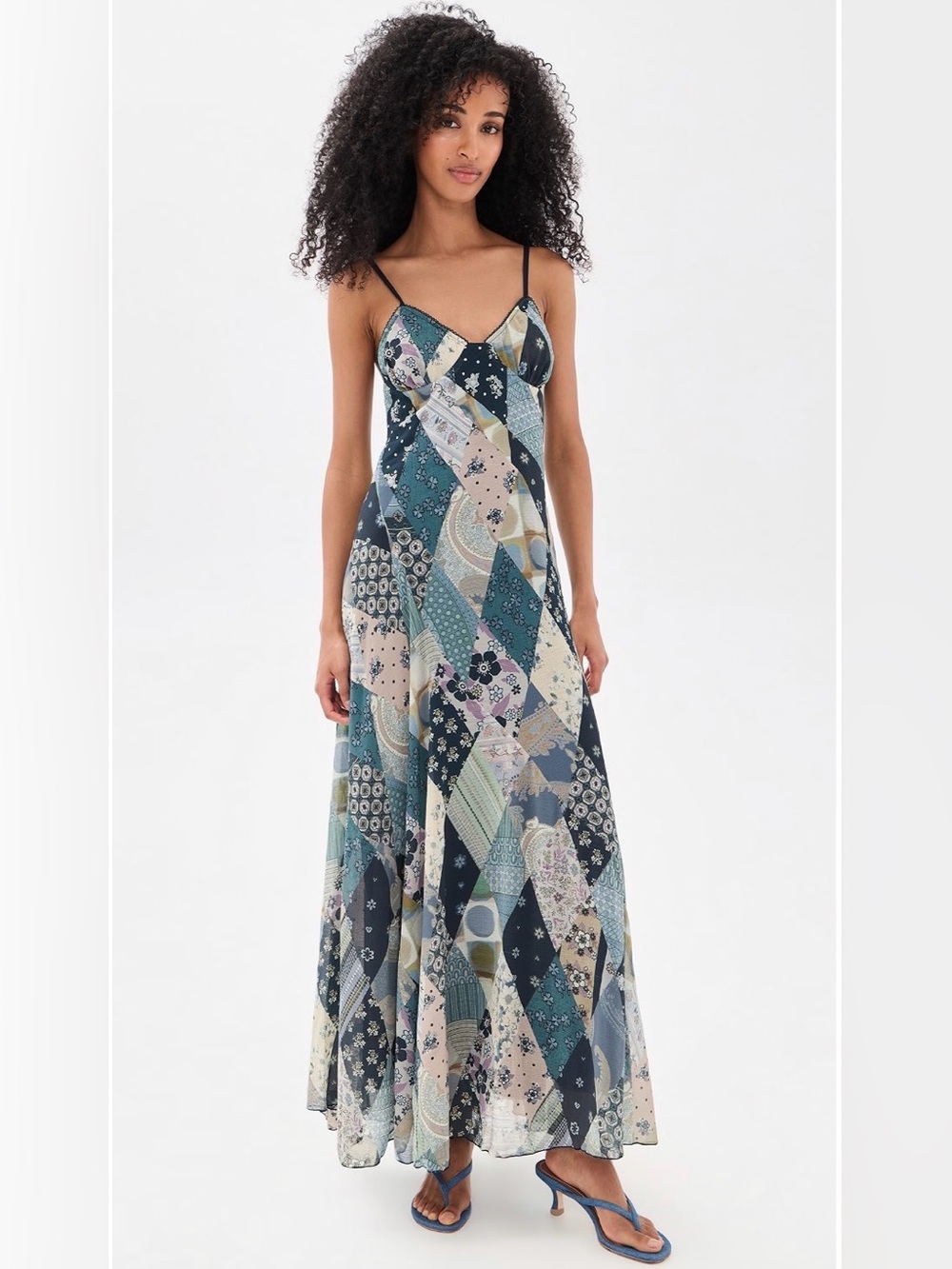 Free People Tis The Season Printed V-Neck Sleeveless A-Line Maxi Dress - Picture 1 of 6